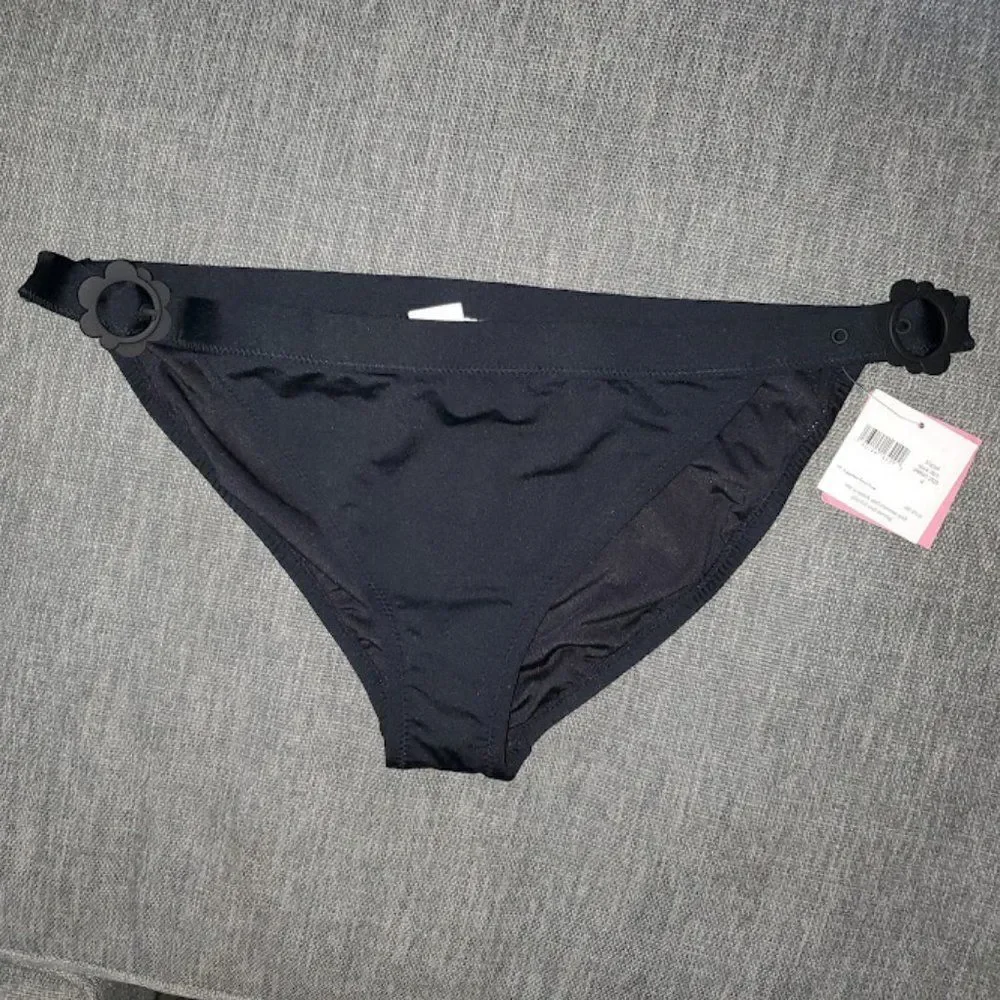 Kate Spade New York Women's Black Daisy Buckle Bikini Bottom Size XL